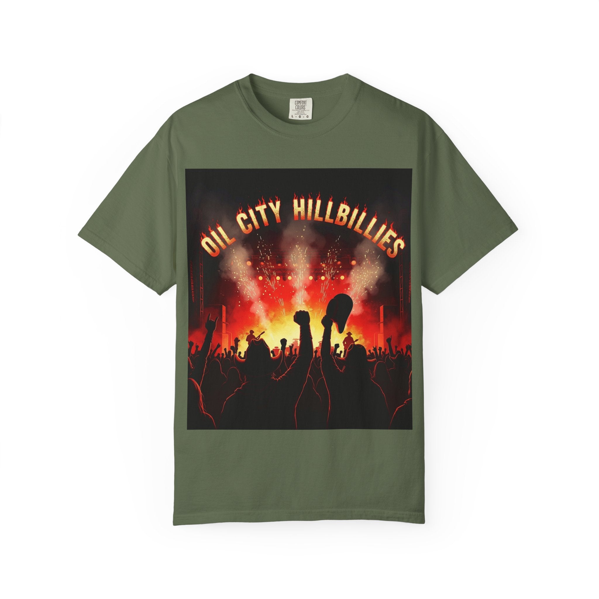 Oil City Hillbillies Concert Tee – Unisex Garment-Dyed T-Shirt, Music Festival Shirt, Country Music Lover Gift, Retro Graphic Band Tee, Southern Outlaw Merch