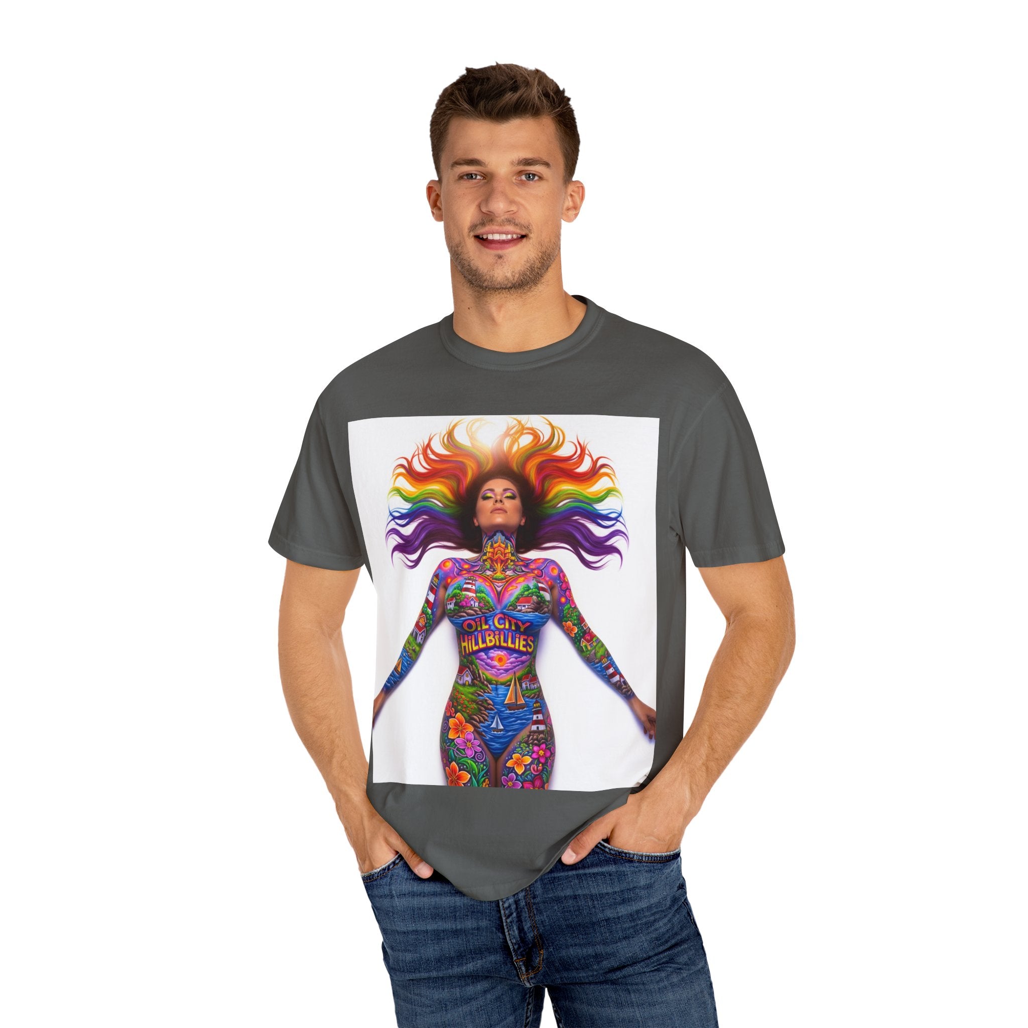 Oil City Hillbillies Full Body Art – Colorful Empowerment T-Shirt, Vibrant Art Tee, Unisex Graphic Shirt, Festival Wear, Pride Apparel, Gift for Artists