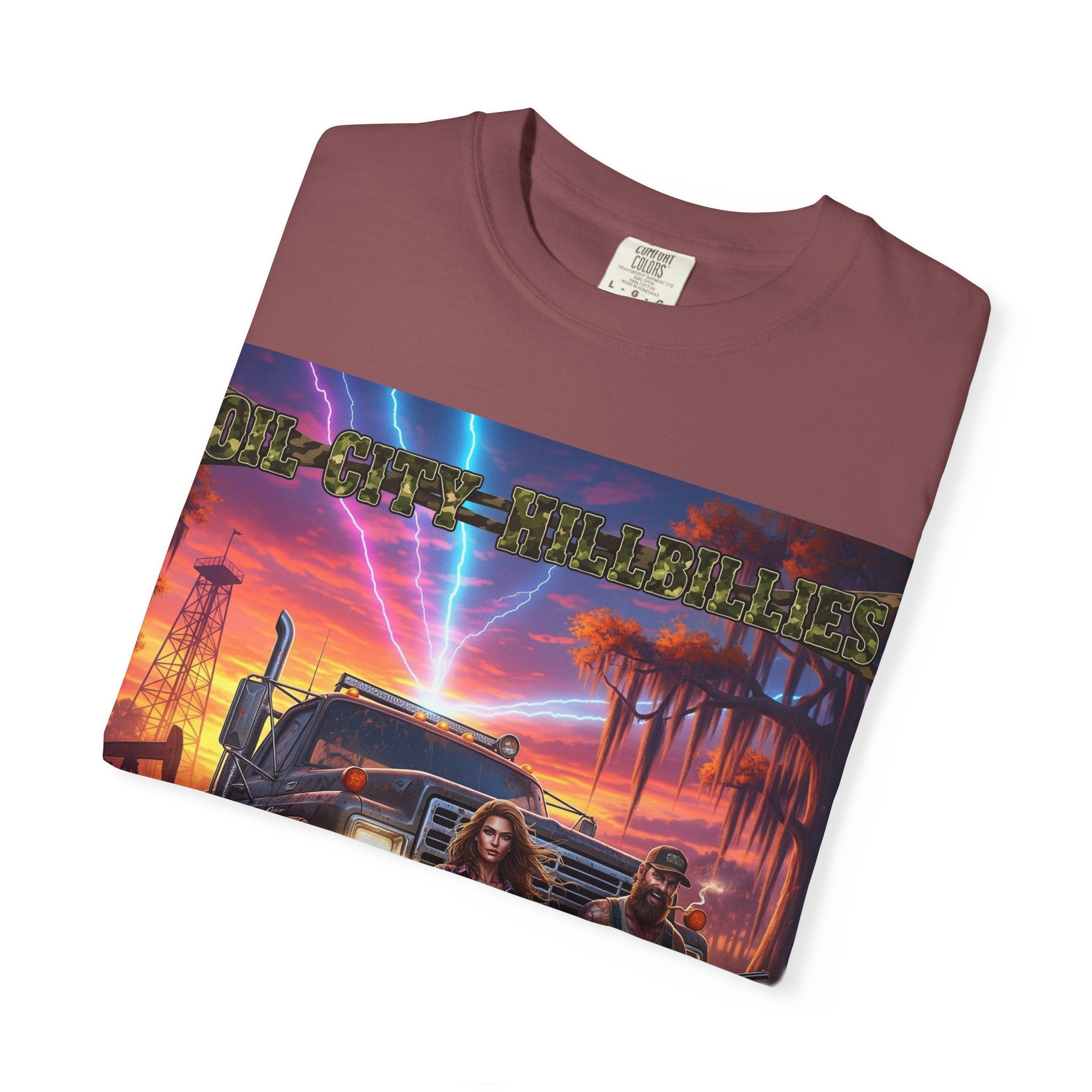 Oil City Hillbillies Adventurous Graphic T-Shirt – Fun Gift for Outdoor Lovers, Summer Vibes, Unisex Casual Wear, Adventure Shirt, Retro Band Tee