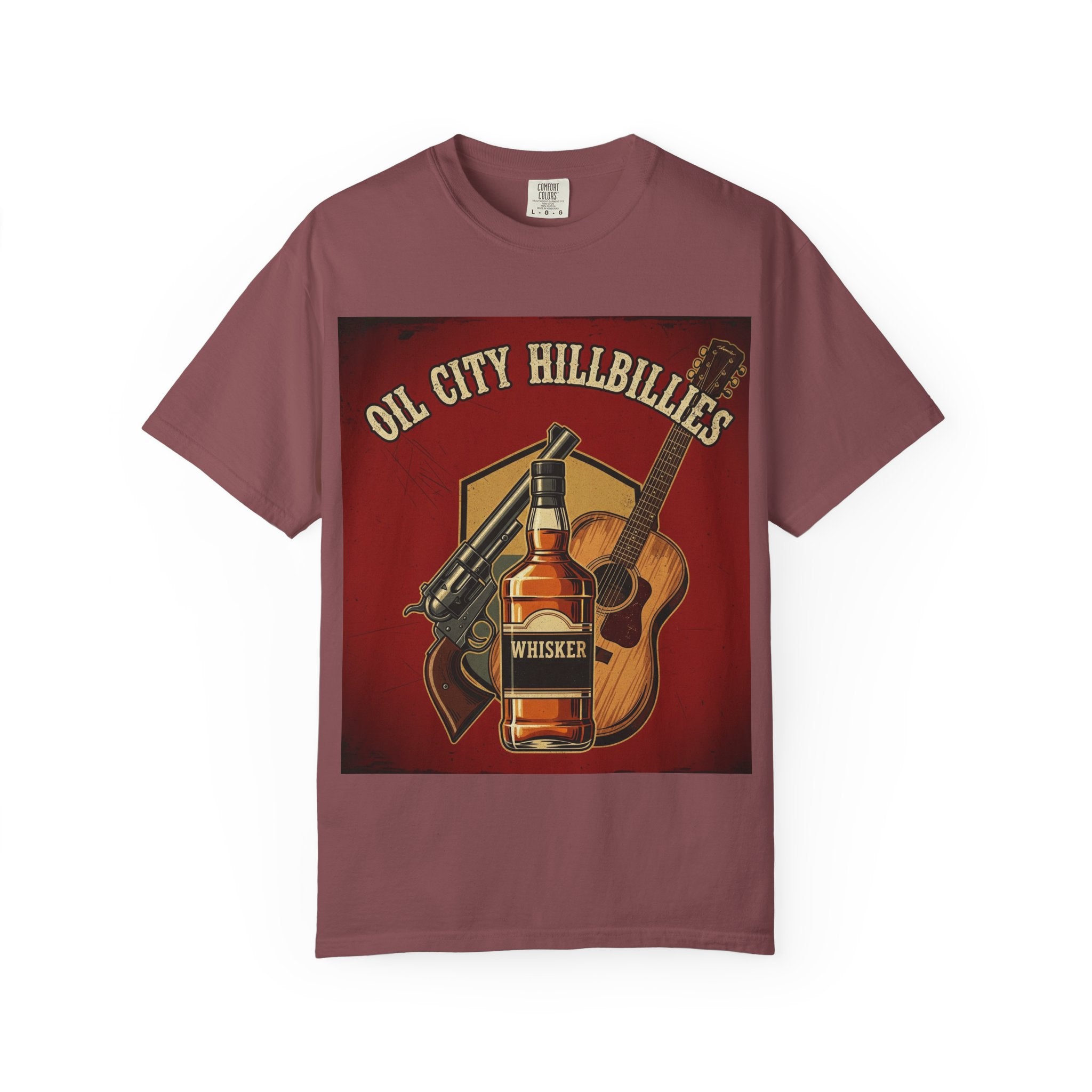 Oil City Hillbillies Whiskey-Themed T-Shirt – Rustic Style Shirt, Gift for Outlaw Country Fans, Casual Wear, Unisex Graphic Band Tee