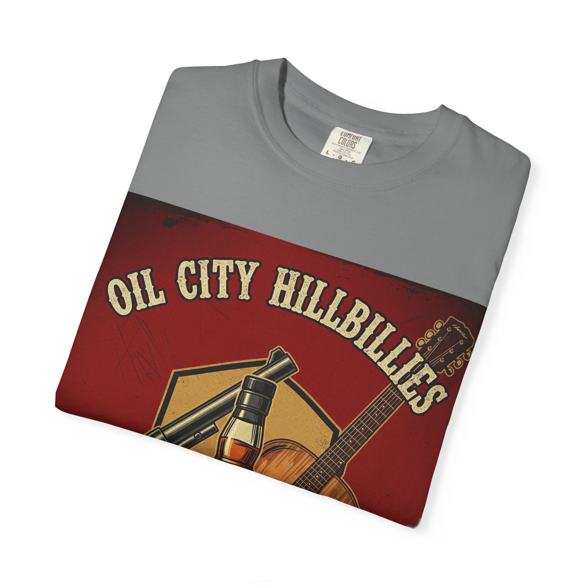 Oil City Hillbillies Whiskey-Themed T-Shirt – Rustic Style Shirt, Gift for Outlaw Country Fans, Casual Wear, Unisex Graphic Band Tee