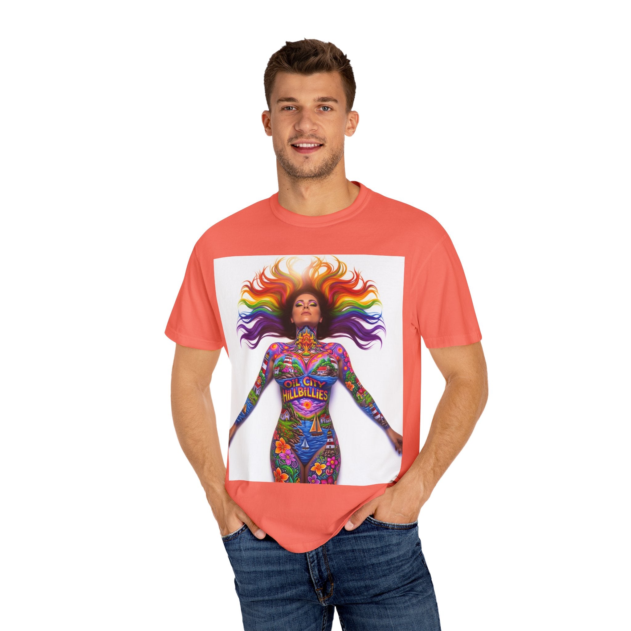 Oil City Hillbillies Full Body Art – Colorful Empowerment T-Shirt, Vibrant Art Tee, Unisex Graphic Shirt, Festival Wear, Pride Apparel, Gift for Artists