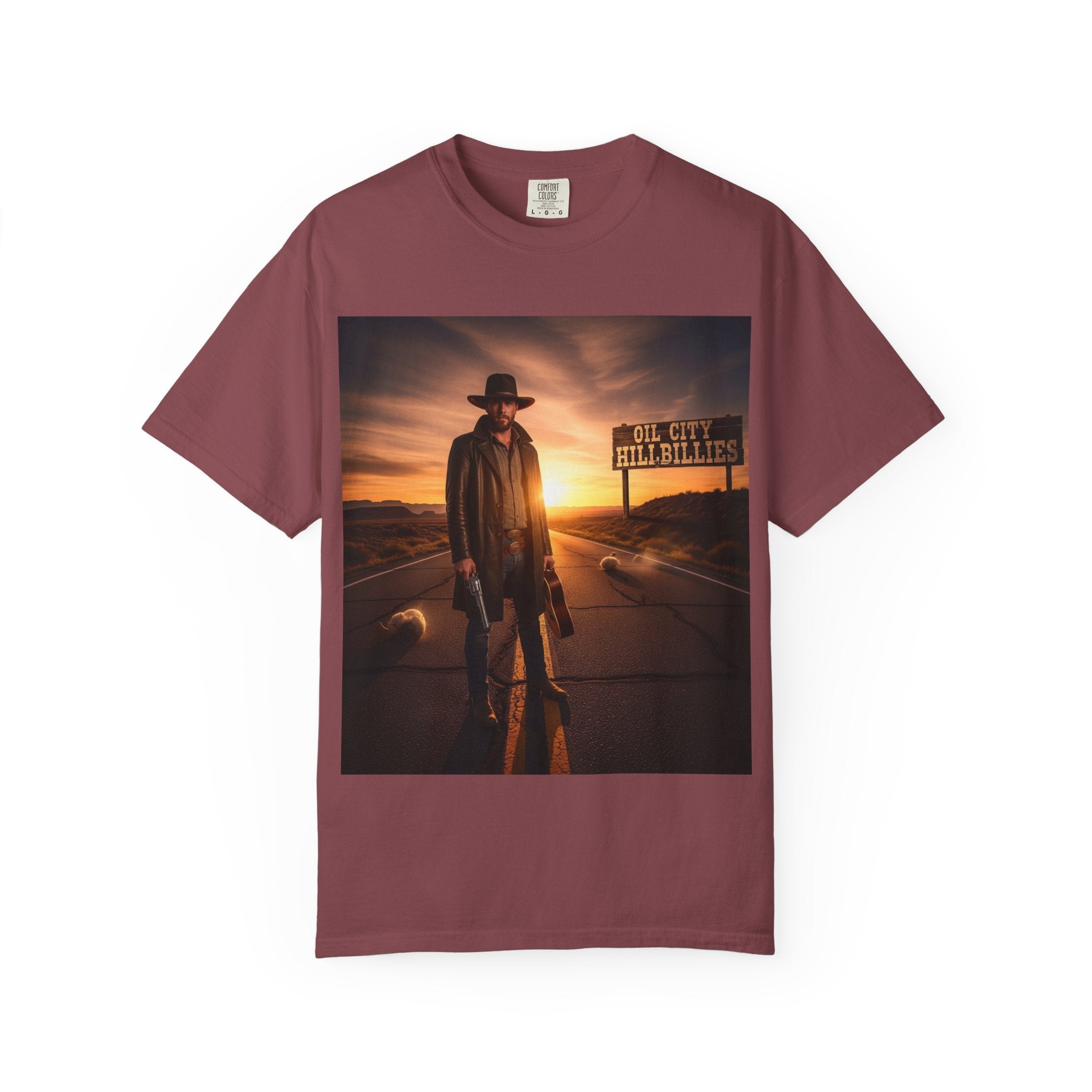 OCH Sunset Cowboy Graphic T-Shirt – Western Style Tee, Gift for Outlaw Country Fans, Casual Wear, Adventure Apparel, Unisex Fashion