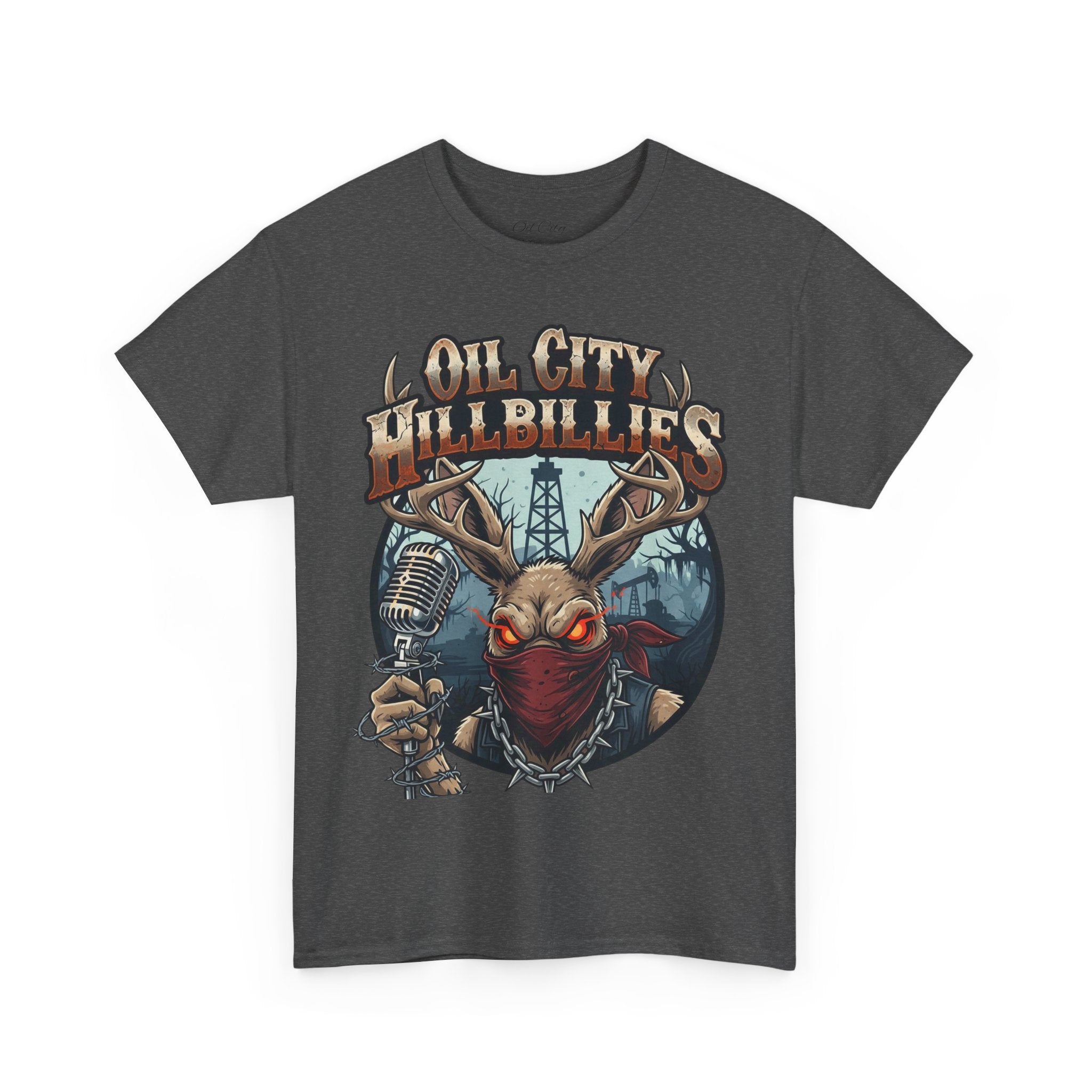 Oil City Hillbillies Unisex Heavy Cotton Tee | Vintage Graphic Tee, Music Festival Shirt, Country Style Apparel, Gift for Him, Casual Wear