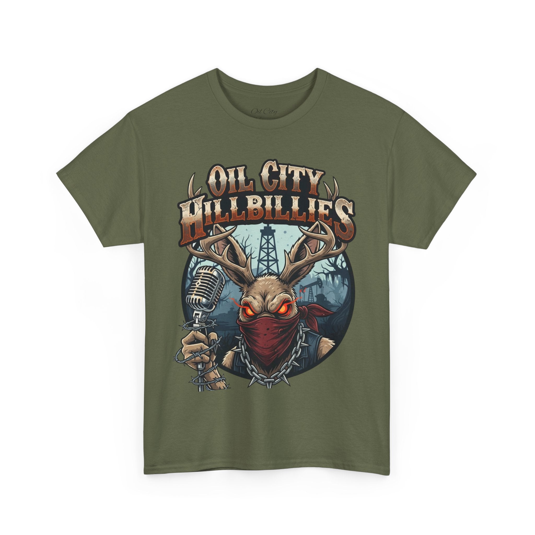 Oil City Hillbillies Unisex Heavy Cotton Tee | Vintage Graphic Tee, Music Festival Shirt, Country Style Apparel, Gift for Him, Casual Wear
