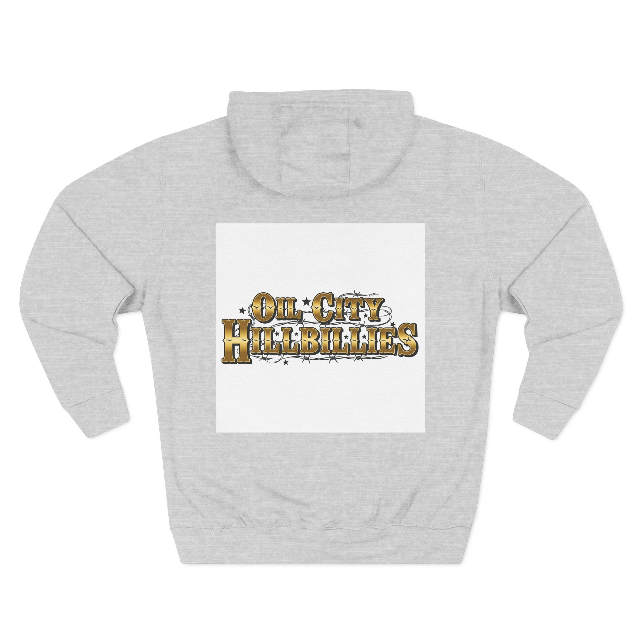 Ozzy-Inspired Oil City Hillbillies Three-Panel Fleece Hoodie, Cozy Layer for Music Lovers, Perfect Gift for Concert Goers, Ideal for Casual Outings, Great for Rock & Country Fans