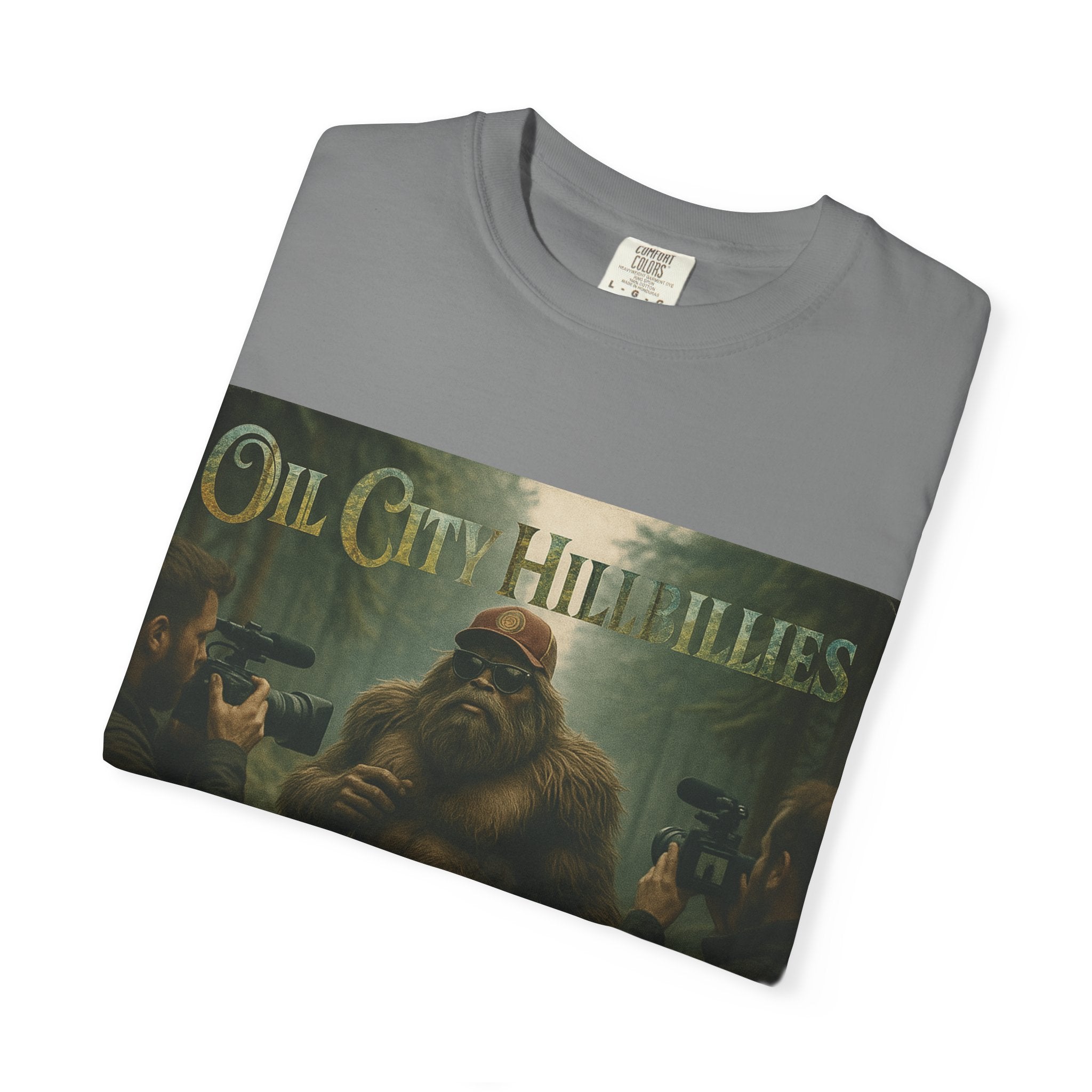 Oil City Hillbillies Unisex T-Shirt, Vintage Style Tee, Bigfoot Humor, Casual Wear, Gift for Nature Lovers, Fun Weekend Shirt