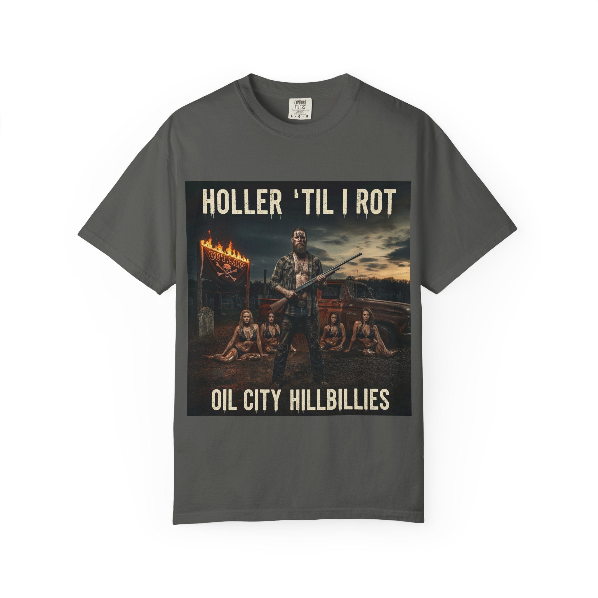 Unisex Graphic Tee - Holler 'Til I Rot, Oil City Hillbillies, Casual Wear, Music Fans, Vintage Style, Great Gift