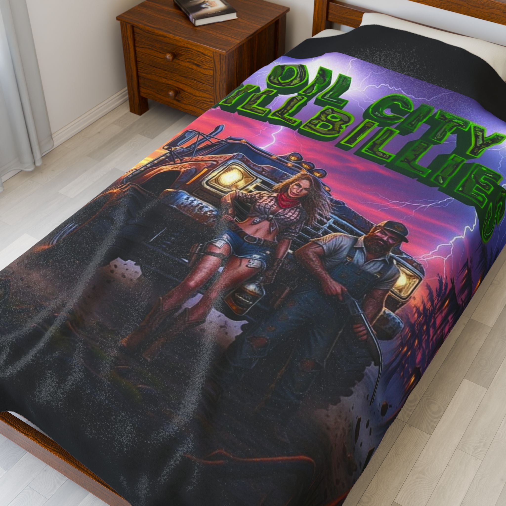 Oil City Hillbillies Velveteen Plush Blanket | Cozy Throw for Fans, Camping, Movie Nights, Gifts, Home Decor