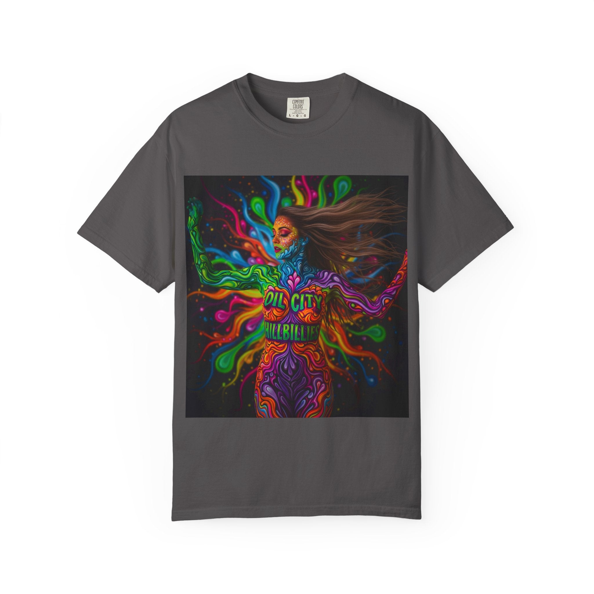 Garment-Dyed Oil City Hillbillies Tee Inspired by Southern Roots and Backwoods Culture, Bohemian T-shirt for Music Festivals, Artistic Outlaw Fashion Statement, Perfect Gift for Fans