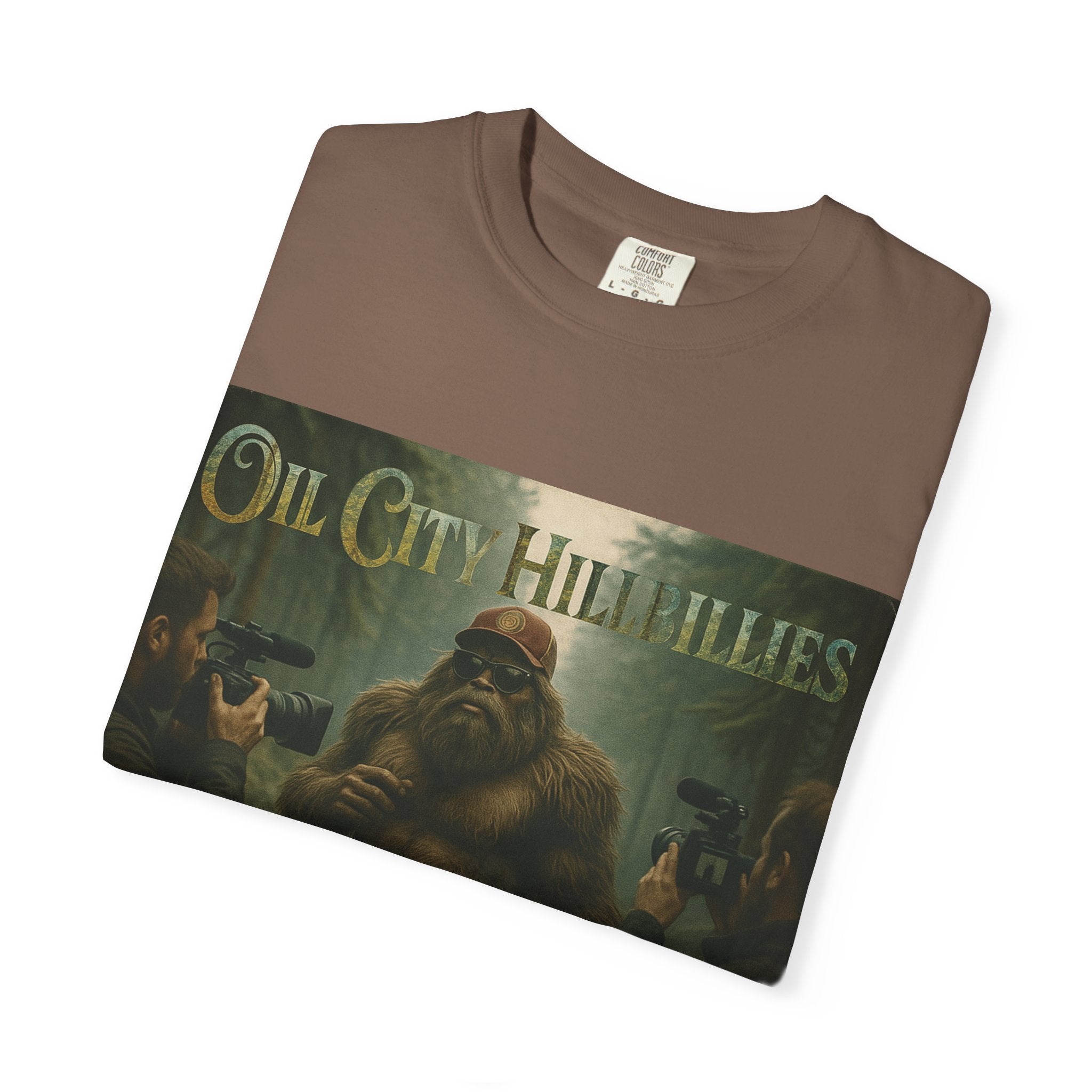 Oil City Hillbillies Unisex T-Shirt, Vintage Style Tee, Bigfoot Humor, Casual Wear, Gift for Nature Lovers, Fun Weekend Shirt