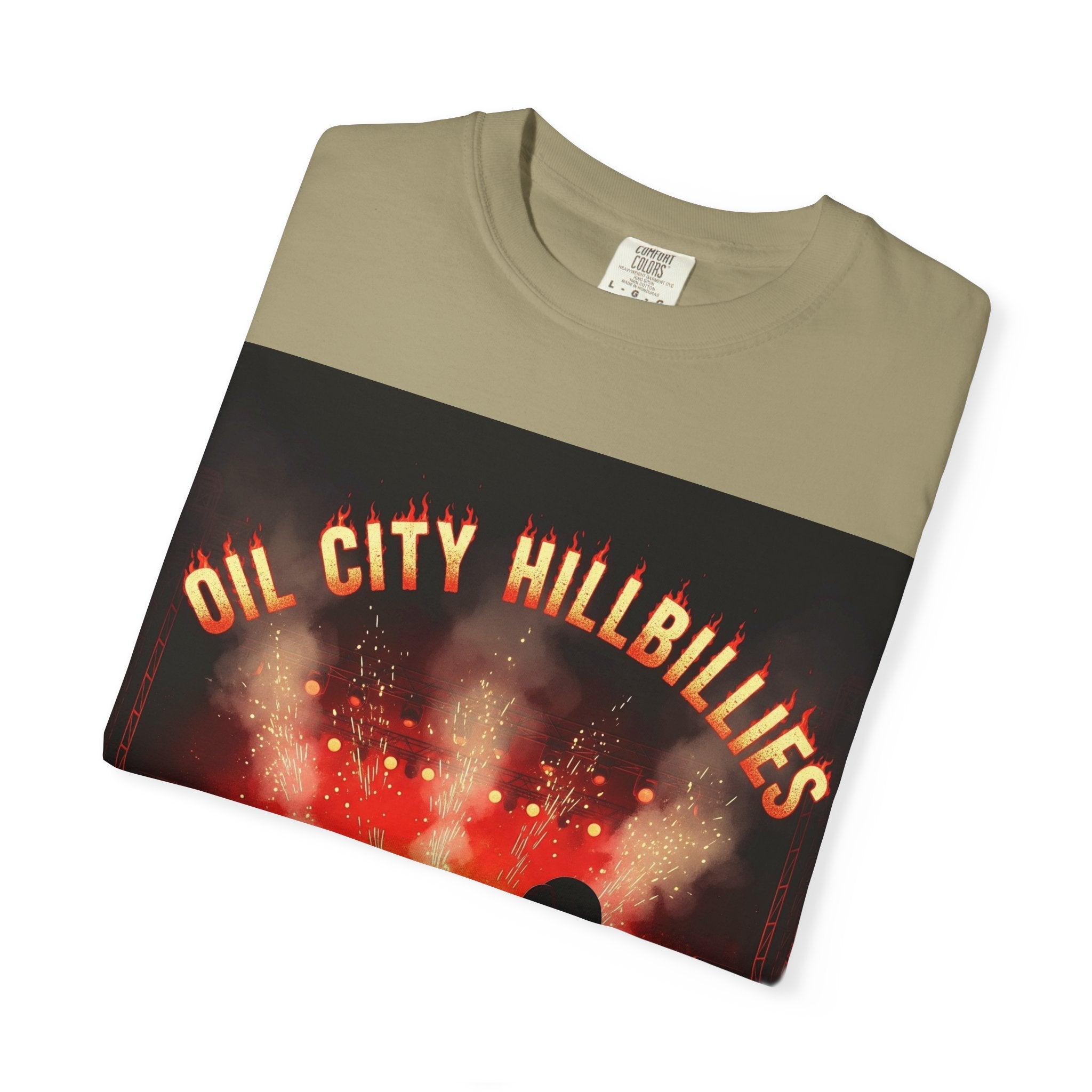 Oil City Hillbillies Concert Tee – Unisex Garment-Dyed T-Shirt, Music Festival Shirt, Country Music Lover Gift, Retro Graphic Band Tee, Southern Outlaw Merch