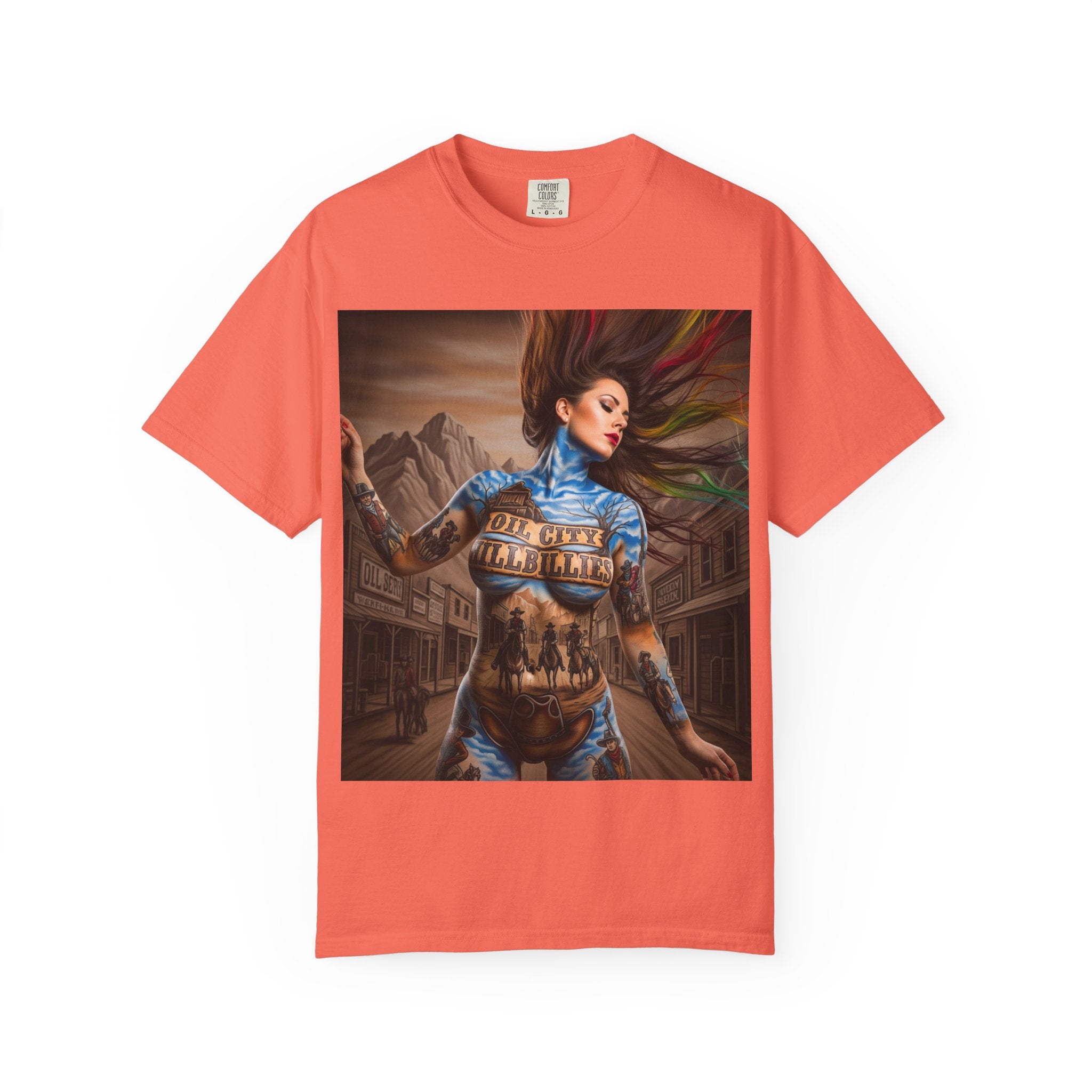 Garment-Dyed Oil City Hillbillies Tee Inspired by Southern Roots and Backwoods Culture, Bohemian T-shirt for Music Festivals, Artistic Outlaw Fashion Statement, Perfect Gift for Fans