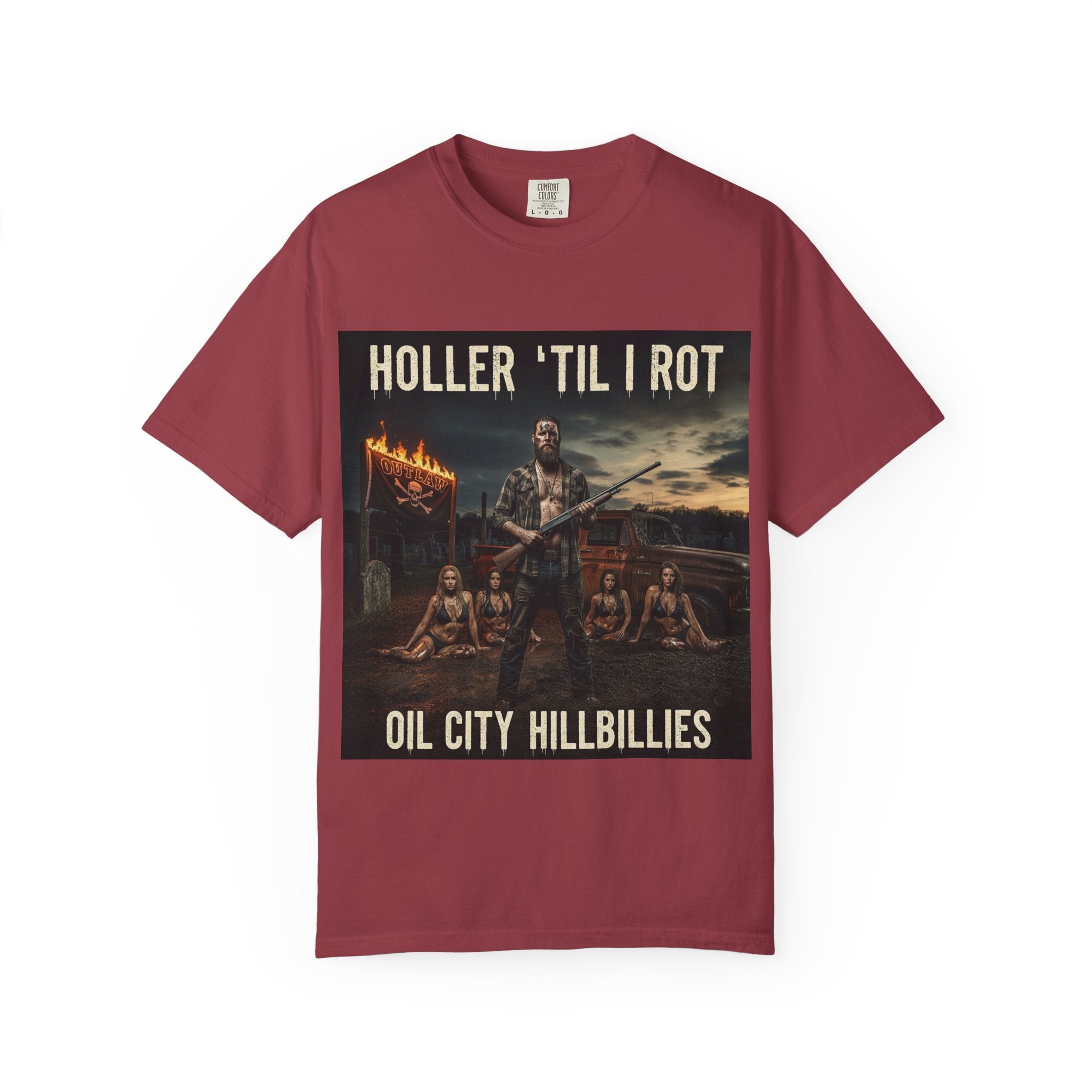 Unisex Graphic Tee - Holler 'Til I Rot, Oil City Hillbillies, Casual Wear, Music Fans, Vintage Style, Great Gift