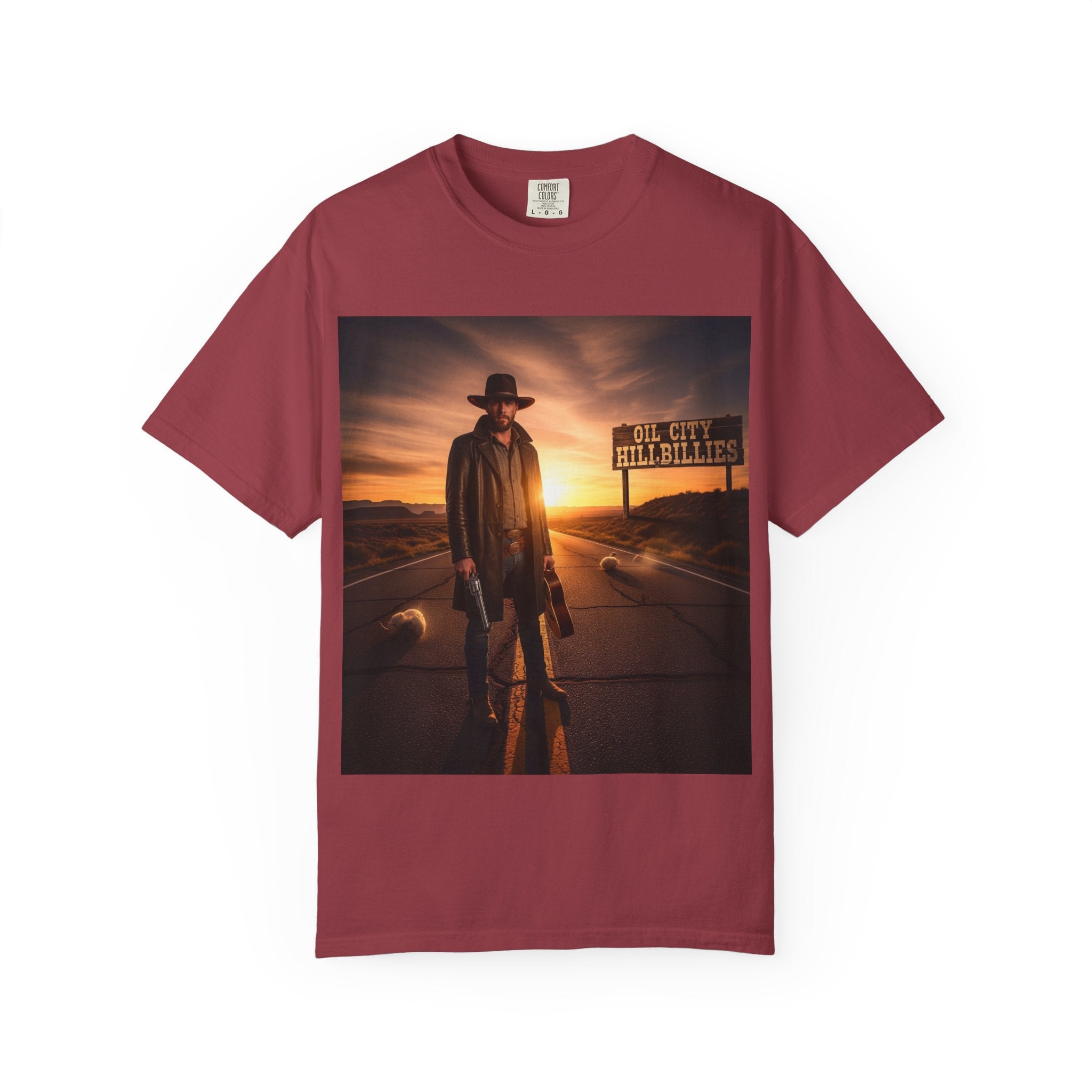 OCH Sunset Cowboy Graphic T-Shirt – Western Style Tee, Gift for Outlaw Country Fans, Casual Wear, Adventure Apparel, Unisex Fashion
