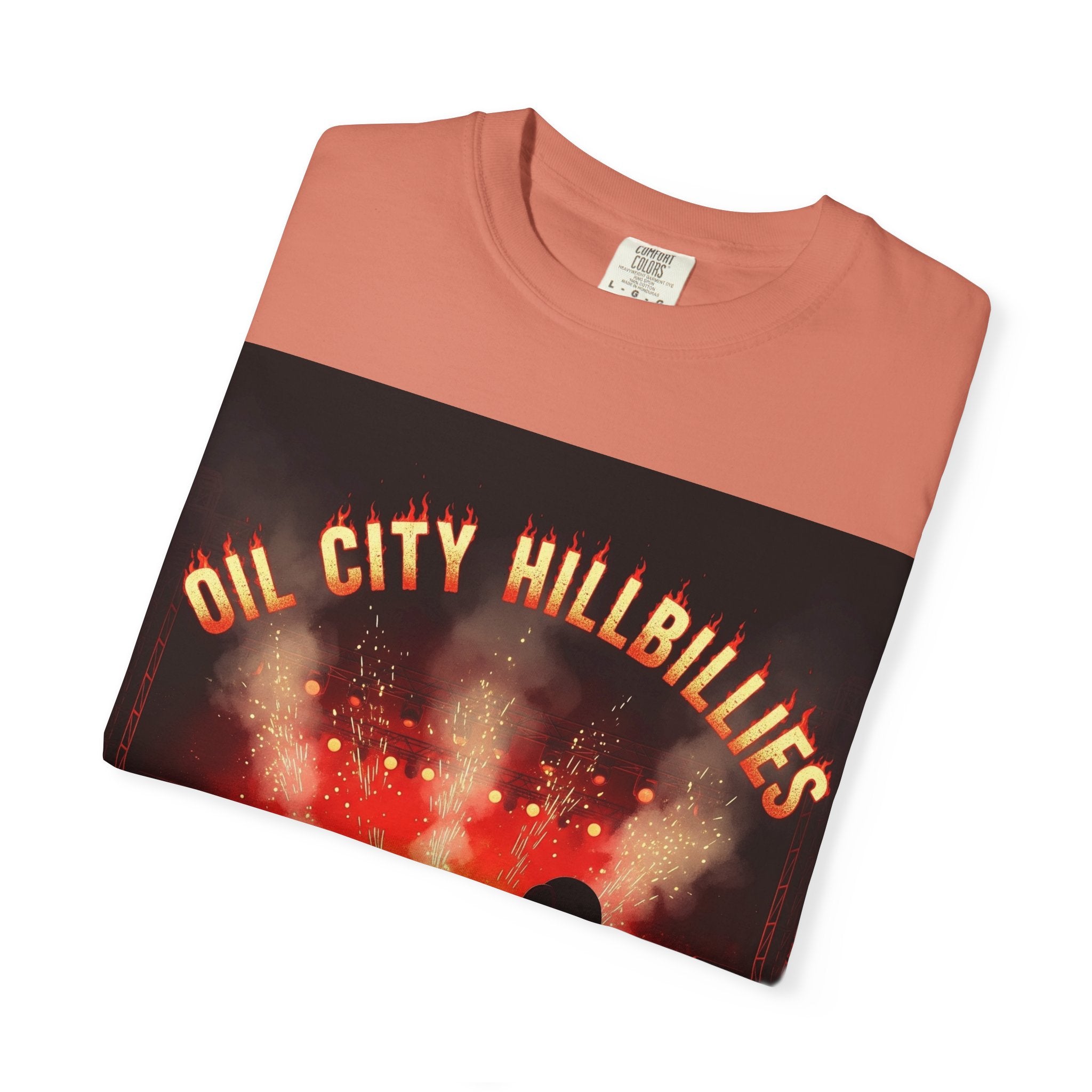 Oil City Hillbillies Concert Tee – Unisex Garment-Dyed T-Shirt, Music Festival Shirt, Country Music Lover Gift, Retro Graphic Band Tee, Southern Outlaw Merch