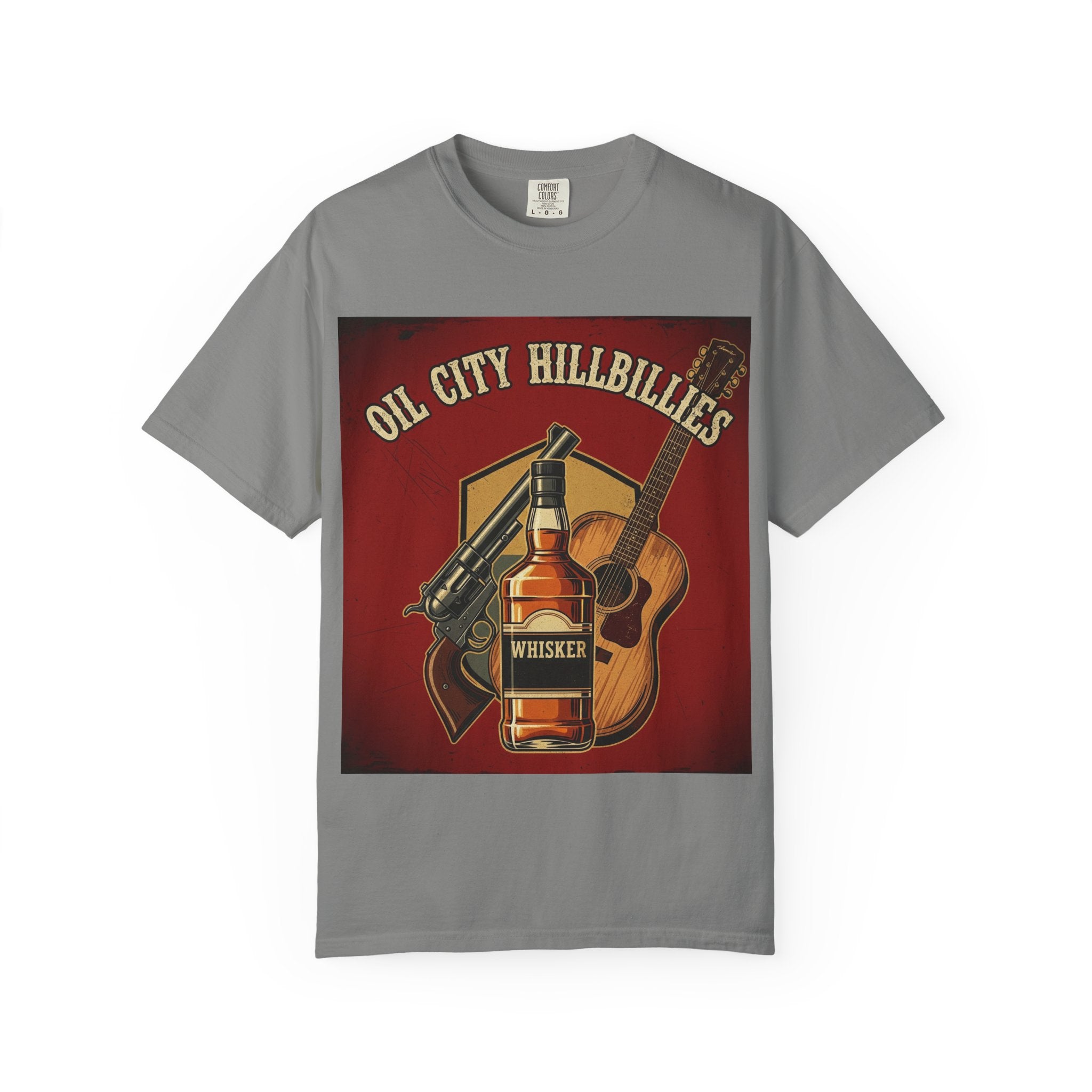 Oil City Hillbillies Whiskey-Themed T-Shirt – Rustic Style Shirt, Gift for Outlaw Country Fans, Casual Wear, Unisex Graphic Band Tee