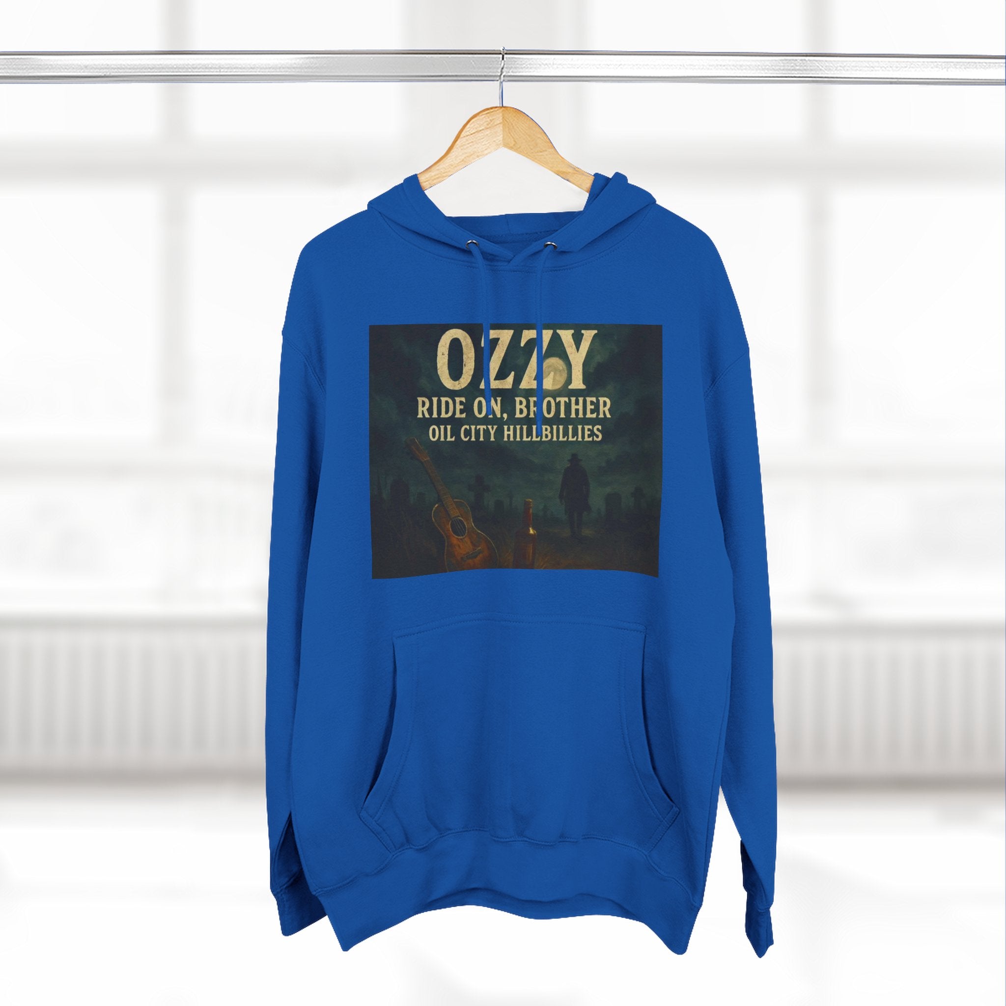 Ozzy-Inspired Oil City Hillbillies Three-Panel Fleece Hoodie, Cozy Layer for Music Lovers, Perfect Gift for Concert Goers, Ideal for Casual Outings, Great for Rock & Country Fans