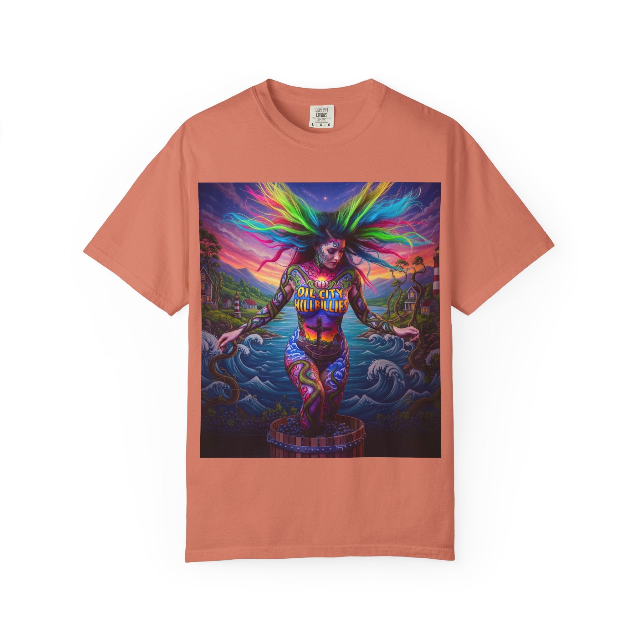 Vibrant Art T-Shirt, Oil City Hillbillies Colorful Graphic Tee, Unisex Gift, Casual Wear, Festival Shirt, Bohemian Style Apparel