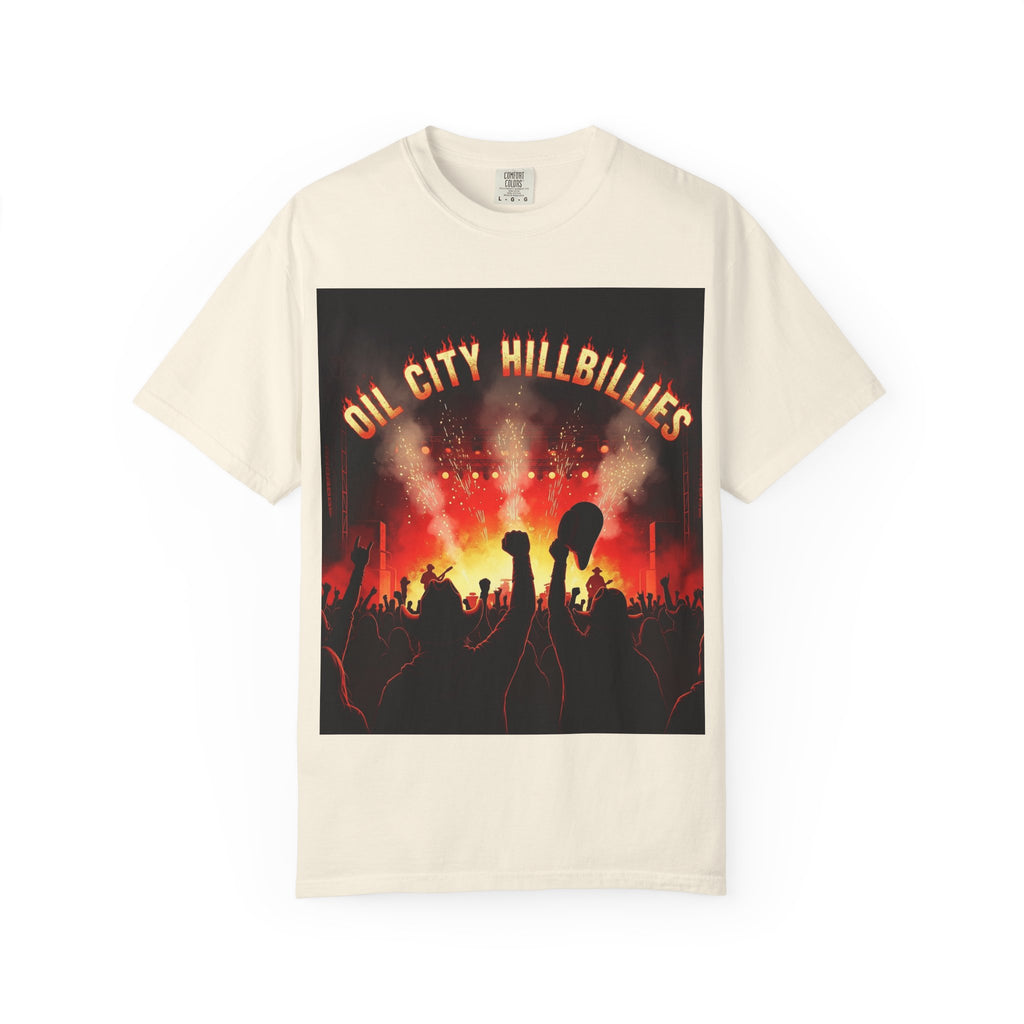 Oil City Hillbillies Concert Tee – Unisex Garment-Dyed T-Shirt, Music Festival Shirt, Country Music Lover Gift, Retro Graphic Band Tee, Southern Outlaw Merch