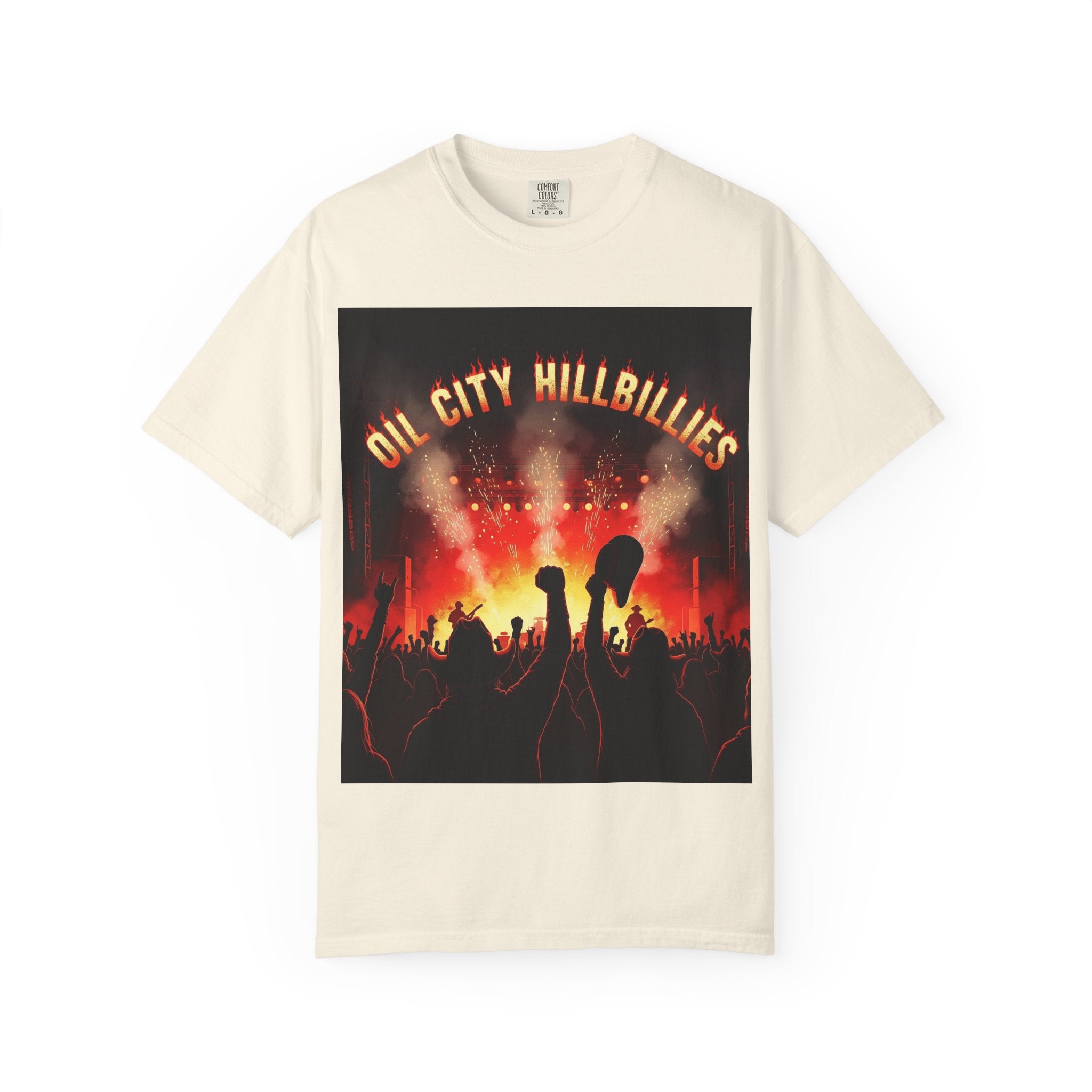 Oil City Hillbillies Concert Tee – Unisex Garment-Dyed T-Shirt, Music Festival Shirt, Country Music Lover Gift, Retro Graphic Band Tee, Southern Outlaw Merch