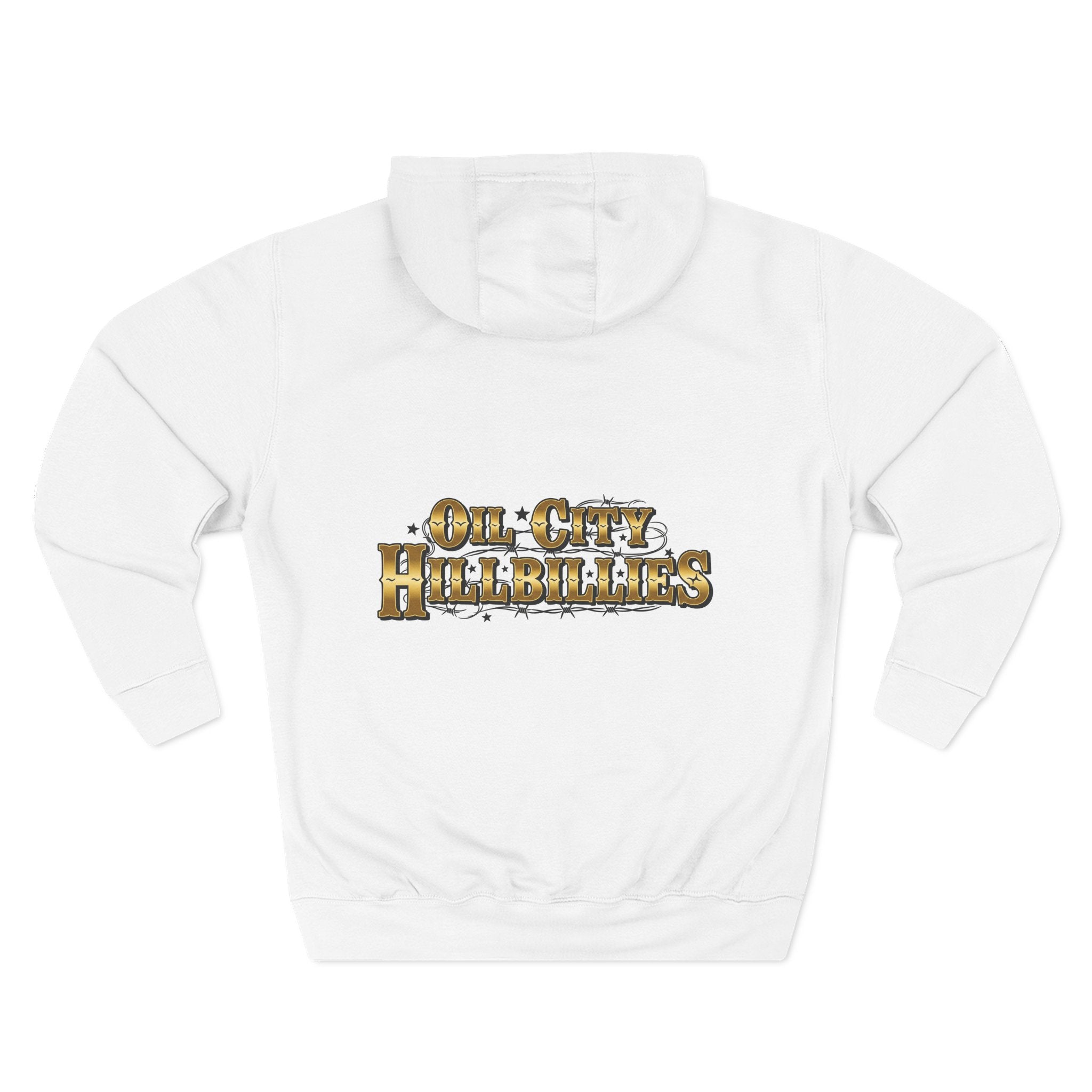 Ozzy-Inspired Oil City Hillbillies Three-Panel Fleece Hoodie, Cozy Layer for Music Lovers, Perfect Gift for Concert Goers, Ideal for Casual Outings, Great for Rock & Country Fans