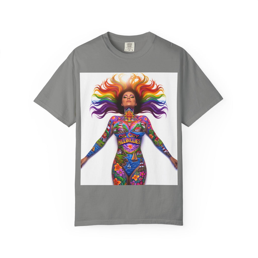 Oil City Hillbillies Full Body Art – Colorful Empowerment T-Shirt, Vibrant Art Tee, Unisex Graphic Shirt, Festival Wear, Pride Apparel, Gift for Artists