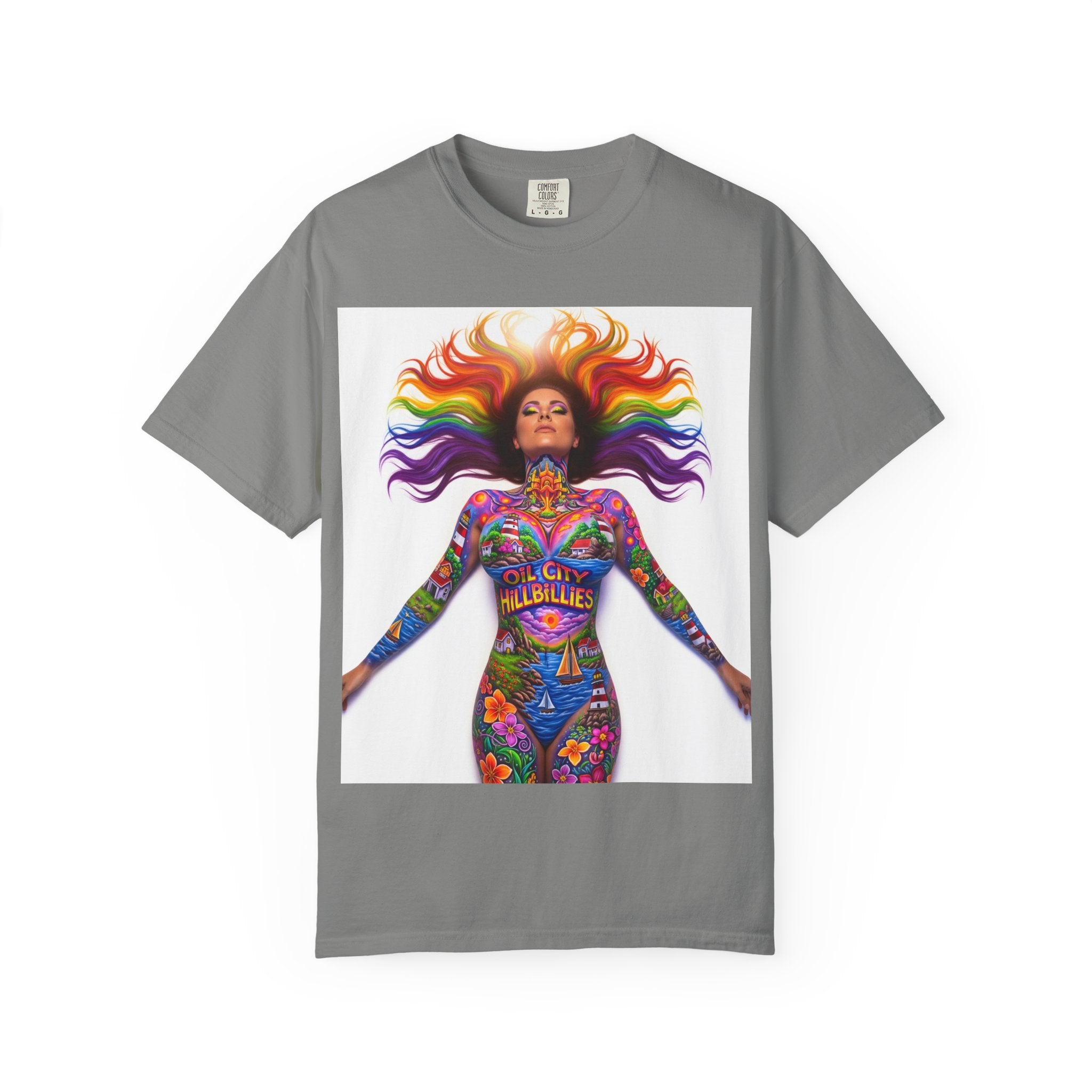 Oil City Hillbillies Full Body Art – Colorful Empowerment T-Shirt, Vibrant Art Tee, Unisex Graphic Shirt, Festival Wear, Pride Apparel, Gift for Artists