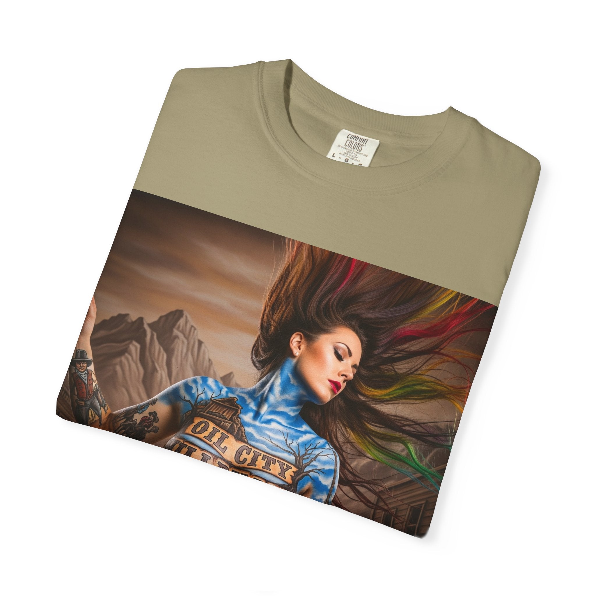 Garment-Dyed Oil City Hillbillies Tee Inspired by Southern Roots and Backwoods Culture, Bohemian T-shirt for Music Festivals, Artistic Outlaw Fashion Statement, Perfect Gift for Fans