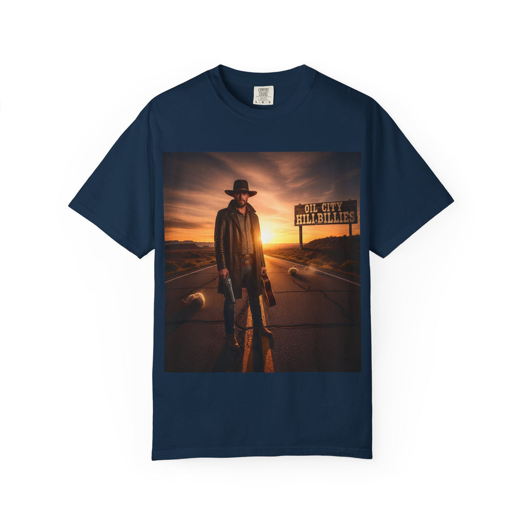 OCH Sunset Cowboy Graphic T-Shirt – Western Style Tee, Gift for Outlaw Country Fans, Casual Wear, Adventure Apparel, Unisex Fashion