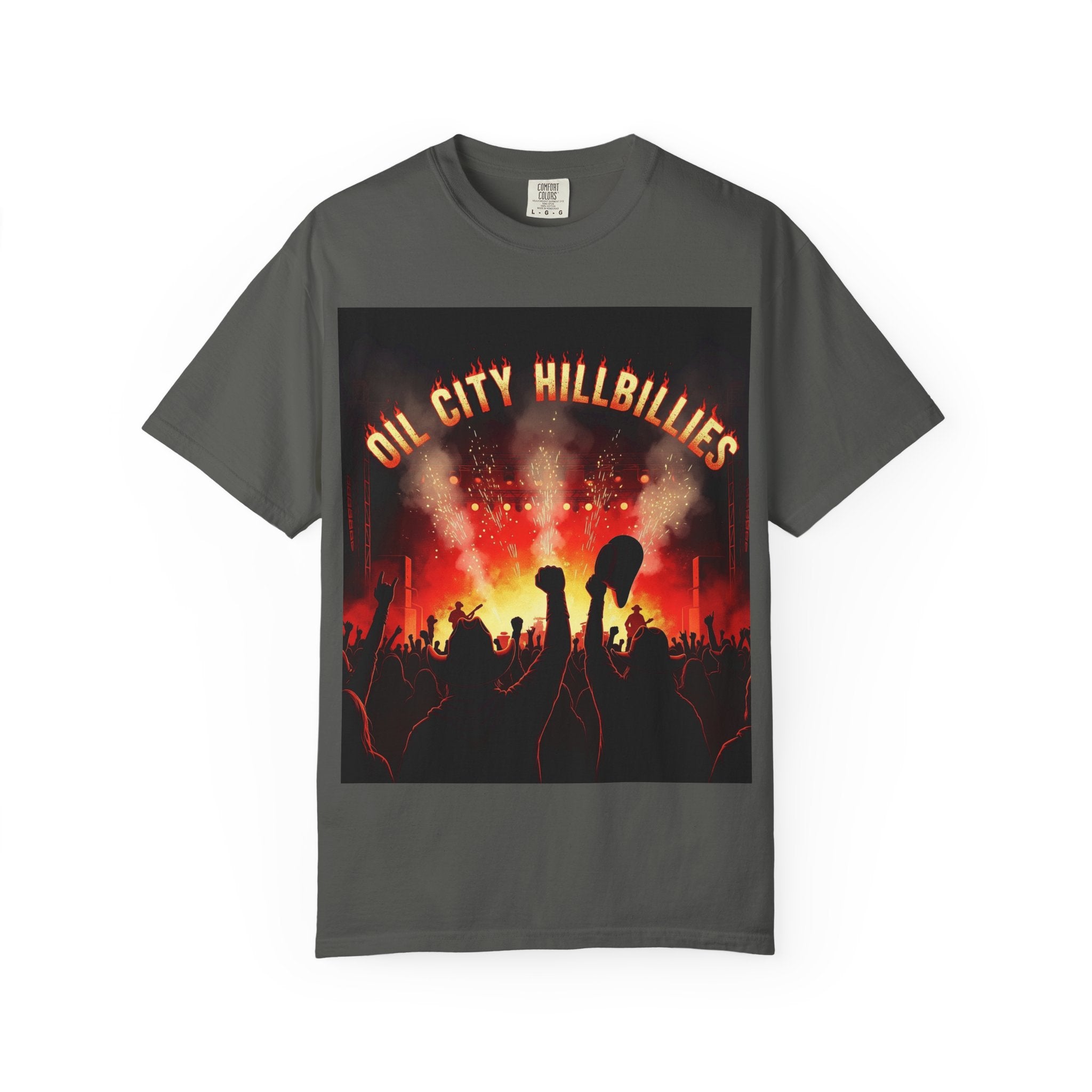 Oil City Hillbillies Concert Tee – Unisex Garment-Dyed T-Shirt, Music Festival Shirt, Country Music Lover Gift, Retro Graphic Band Tee, Southern Outlaw Merch